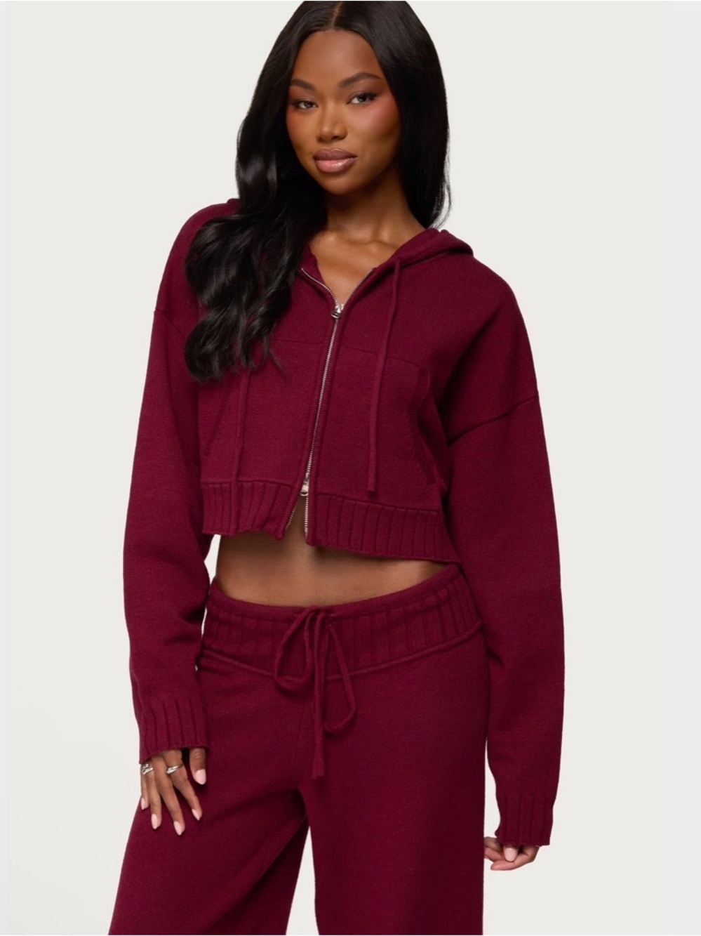 Edikted Russell Knit Hooded Cardigan Large